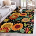 thumbnail image 1 of 3'x5' Area Rugs, Vintage Sunflower Indoor Outdoor Area Rug for Living Room Bedroom, Black Boho Ethnic Summer Botanical Washable Bathroom Rugs Kitchen Floor Carpet Mats Home Decor Aesthetic, 1 of 8