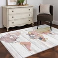 thumbnail image 1 of 3'x5' Area Rugs, World Map Indoor Outdoor Area Rug for Living Room Bedroom, Farmhouse Abstract Illustration Wooden Grain Washable Bathroom Rugs Kitchen Floor Carpet Mats Home Decor Aesthetic, 1 of 8