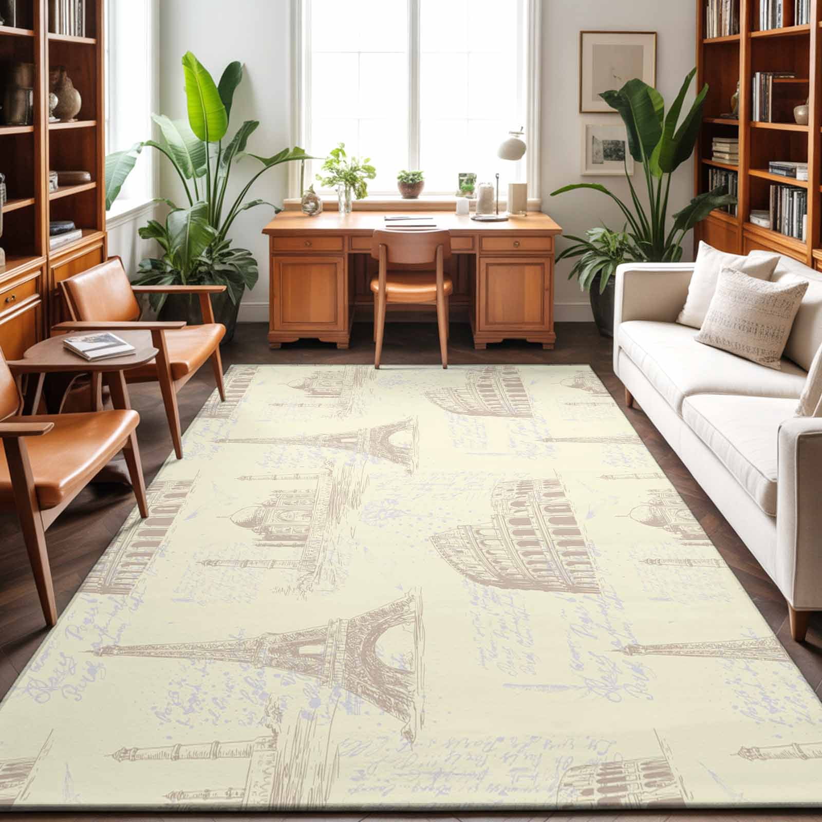 3'x5' Area Rugs, Yellow Architecture Indoor Outdoor Area Rug for Living ...