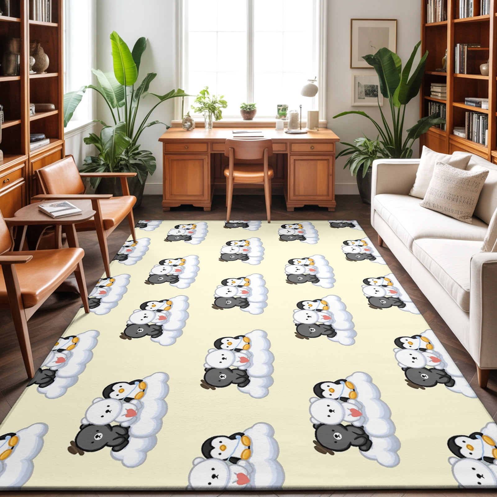 3'x5' Area Rugs, Yellow Cute Cartoon Indoor Outdoor Area Rug for Living ...