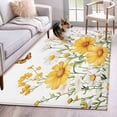 thumbnail image 1 of 3'x5' Area Rugs, Yellow Spring Floral Indoor Outdoor Area Rug for Living Room Bedroom, Summer Daisy Botanical Pastoral Washable Bathroom Rugs Kitchen Floor Carpet Mats Home Decor Aesthetic, 1 of 8