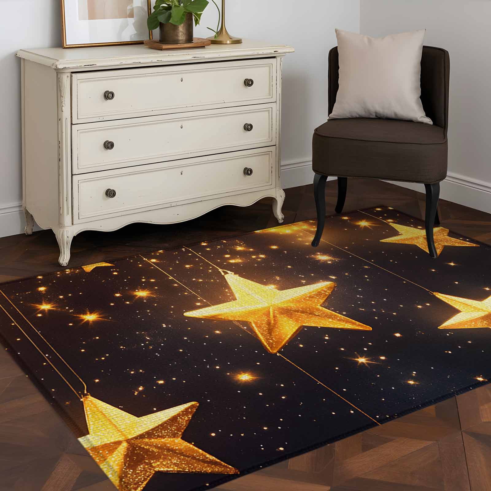 3'x5' Area Rugs, Yellow Stars Indoor Outdoor Area Rug for Living Room ...