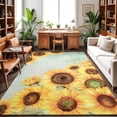 thumbnail image 1 of 3'x5' Area Rugs, Yellow Sunflower Blossom Indoor Outdoor Area Rug for Living Room Bedroom, Summer Floral Vintage Boho Green Washable Bathroom Rugs Kitchen Floor Carpet Mats Home Decor Aesthetic, 1 of 8