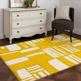 thumbnail image 1 of 3'x5' Area Rugs, Yellow White Abstract Indoor Outdoor Area Rug for Living Room Bedroom, Modern Abstract Art Washable Bathroom Rugs Kitchen Floor Carpet Mats Home Decor Aesthetic, 1 of 8
