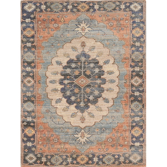 3'x5' Blue Hand Woven Oval Medallion Indoor Area Rug