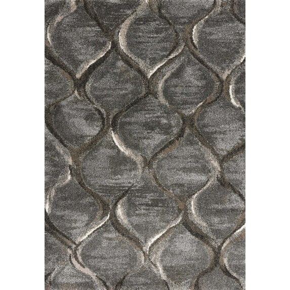 3'x5' Charcoal Machine Woven Ogee Indoor Area Rug
