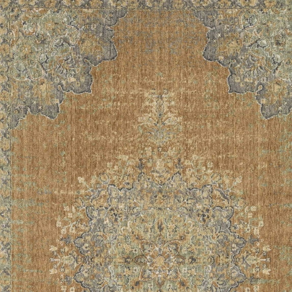 3'x5' Coffee Brown Machine Woven Floral Medallion Indoor Area Rug