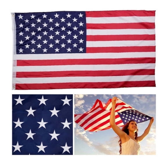 3 x 5 ft American Flag, USA Flag with Stars, Stripes and Brass Grommets for Indoor and Outdoor Display, TIKA