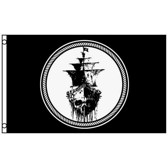 3'x5' Ghost Pirate Ship Flag Black Sea Mutiny Jolly Roger Skull Sword Banner 3X5