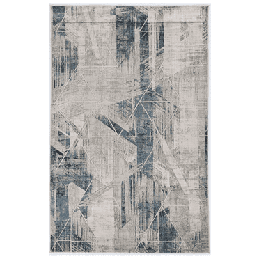 3'x5' Grey Blue Machine Woven Abstract Geometric Indoor Area Rug