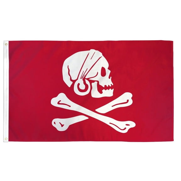 3'x5' HENRY AVERY RED JOLLY ROGER PIRATE FLAG SKULL CROSSBONES DEATH BONES 3X5