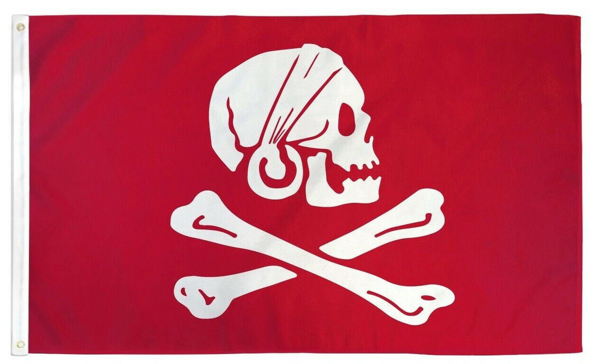 Bandiera Jolly Roger 3x5 Piedi – Pirata Con Teschio E Ossa, Occhielli In Ottone