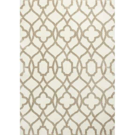 3'x5' Ivory Beige Trellis Machine Woven Microfiber Indoor Area Rug