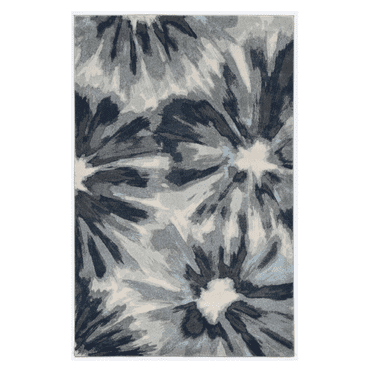 3'x5' Ivory Blue Machine Woven Oversized Floral Indoor Area Rug