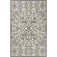 thumbnail image 1 of 3'x5' Ivory Grey Hand Hooked UV Treated Greek Key Medallion Indoor Outdoor Area Rug, 1 of 5