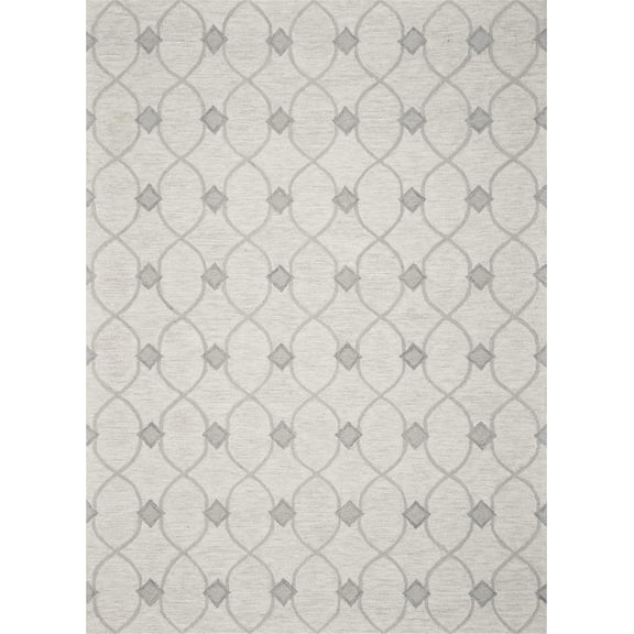 3'x5' Ivory Hand Tufted Ogee Indoor Area Rug