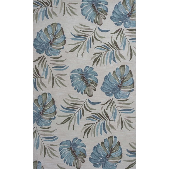 3'x5' Ivory Hand Tufted Tropical Leaves Indoor Area Rug