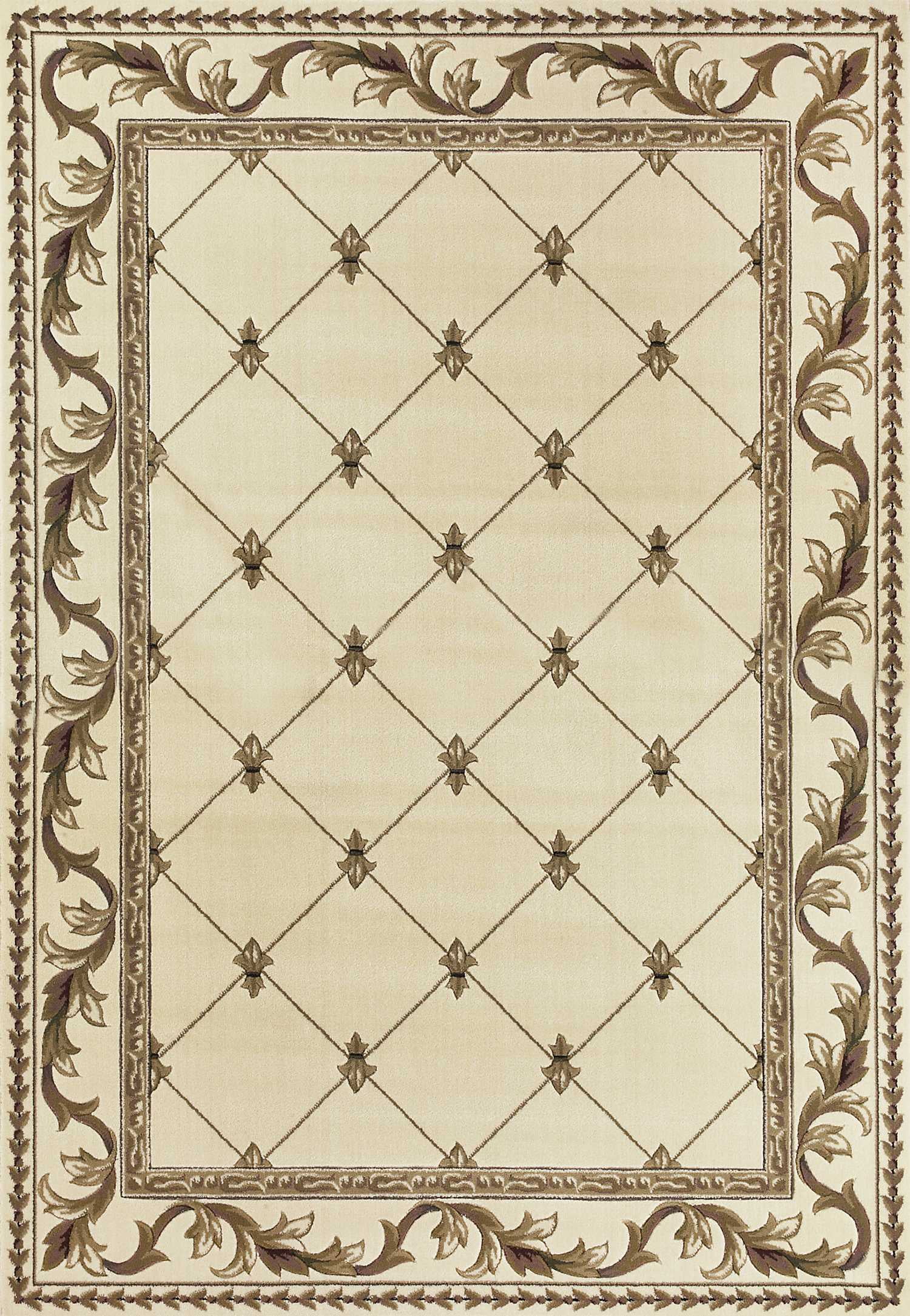 3'x5' Ivory Machine Woven Hand Carved Fleur De Lis Indoor Area Rug ...