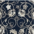 thumbnail image 1 of 3'x5' Navy Blue Hand Hooked UV Treated Traditional Floral Design Indoor Outdoor Rug, 1 of 3