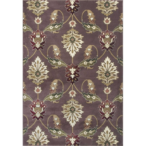 3'x5' Plum Machine Woven Floral Traditional Indoor Accent Rug