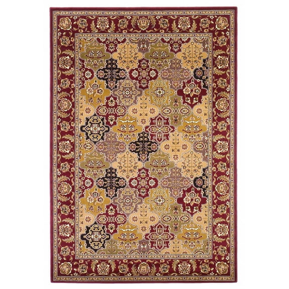 3'x5' Red Machine Woven Traditional Quatrefoil Indoor Area Rug