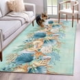 thumbnail image 1 of 3'x5' Rug for Living Room Bedroom, Beach Coastal Teal Washable Area Rugs Non-Slip Carpet Mats, Nautical Shell Starfish Coral Summer Indoor Low Pile Area Rug Runner for Kitchen, Mudroom, 1 of 8