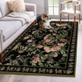 thumbnail image 1 of 3'x5' Rug for Living Room Bedroom, Black Spring Floral Washable Area Rugs Non-Slip Carpet Mats, Elegant Pastoral Flowers Birds Retro Art Indoor Low Pile Area Rug Runner for Kitchen, Mudroom, 1 of 8