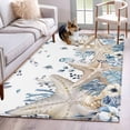 thumbnail image 1 of 3'x5' Rug for Living Room Bedroom, Blue Beige Coastal Washable Area Rugs Non-Slip Carpet Mats, Beach Starfish Summer Eucalyptus Indoor Low Pile Area Rug Runner for Kitchen, Mudroom, 1 of 8