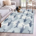 thumbnail image 1 of 3'x5' Rug for Living Room Bedroom, Blue Sharks Coastal Washable Area Rugs Non-Slip Carpet Mats, Summer Beach Ocean Nautical Indoor Low Pile Area Rug Runner for Kitchen, Mudroom, 1 of 8