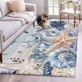 thumbnail image 1 of 3'x5' Rug for Living Room Bedroom, Blue Starfish Coastal Washable Area Rugs Non-Slip Carpet Mats, Eucalyptus Summer Nautical Shell Vintage Indoor Low Pile Area Rug Runner for Kitchen, Mudroom, 1 of 8