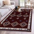 thumbnail image 1 of 3'x5' Rug for Living Room Bedroom, Brown Boho Washable Area Rugs Non-Slip Carpet Mats, Retro Farmhouse Abstract Geometric Ethnic Art Indoor Low Pile Area Rug Runner for Kitchen, Mudroom, 1 of 8
