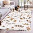 thumbnail image 1 of 3'x5' Rug for Living Room Bedroom, Brown Spring Floral Washable Area Rugs Non-Slip Carpet Mats, Flowers Leaves Elegant Pastoral Indoor Low Pile Area Rug Runner for Kitchen, Mudroom, 1 of 8
