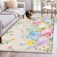 thumbnail image 1 of 3'x5' Rug for Living Room Bedroom, Easter Eggs Washable Area Rugs Non-Slip Carpet Mats, Spring Daisy Eucalyptus Leaves Rustic Burlap Indoor Low Pile Area Rug Runner for Kitchen, Mudroom, 1 of 8
