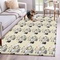 thumbnail image 1 of 3'x5' Rug for Living Room Bedroom, Easter Rabbit Washable Area Rugs Non-Slip Carpet Mats, Cartoon Cute Bunny Sketch on Yellow Indoor Low Pile Area Rug Runner for Kitchen, Mudroom, 1 of 8
