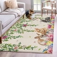 thumbnail image 1 of 3'x5' Rug for Living Room Bedroom, Easter Rabbits Washable Area Rugs Non-Slip Carpet Mats, Cute Bunny Eggs Flowers Botanical Spring Beige Indoor Low Pile Area Rug Runner for Kitchen, Mudroom, 1 of 8