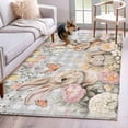 thumbnail image 1 of 3'x5' Rug for Living Room Bedroom, Easter Rabbits Washable Area Rugs Non-Slip Carpet Mats, Spring Floral Butterfly Animal Gray Plaid Indoor Low Pile Area Rug Runner for Kitchen, Mudroom, 1 of 8