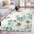 thumbnail image 1 of 3'x5' Rug for Living Room Bedroom, Eucalyptus Leaves Washable Area Rugs Non-Slip Carpet Mats, Daisy Spring Floral Botanical Watercolor Indoor Low Pile Area Rug Runner for Kitchen, Mudroom, 1 of 8