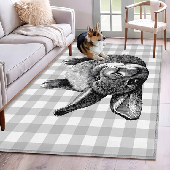3'x5' Rug for Living Room Bedroom, Grey Easter Washable Area Rugs Non ...
