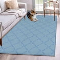 thumbnail image 1 of 3'x5' Rug for Living Room Bedroom, Haze Blue Plaid Washable Area Rugs Non-Slip Carpet Mats, Farmhouse Modern Abstract Striped Indoor Low Pile Area Rug Runner for Kitchen, Mudroom, 1 of 8