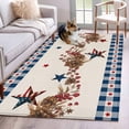 thumbnail image 1 of 3'x5' Rug for Living Room Bedroom, Independence Day Washable Area Rugs Non-Slip Carpet Mats, Red Blue Stars Stripes Flag Wood Plaid Indoor Low Pile Area Rug Runner for Kitchen, Mudroom, 1 of 8