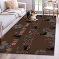thumbnail image 1 of 3'x5' Rug for Living Room Bedroom, Japanese Style Washable Area Rugs Non-Slip Carpet Mats, Farmhouse Brown Cat House Trees Flowers Indoor Low Pile Area Rug Runner for Kitchen, Mudroom, 1 of 8