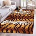 thumbnail image 1 of 3'x5' Rug for Living Room Bedroom, Leopard Stripes Washable Area Rugs Non-Slip Carpet Mats, Farmhouse Brown Black Animals Texture Indoor Low Pile Area Rug Runner for Kitchen, Mudroom, 1 of 8