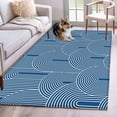 thumbnail image 1 of 3'x5' Rug for Living Room Bedroom, Navy Blue Ombre Washable Area Rugs Non-Slip Carpet Mats, Farmhouse Stripes Modern Abstract Art Indoor Low Pile Area Rug Runner for Kitchen, Mudroom, 1 of 8