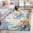 thumbnail image 1 of 3'x5' Rug for Living Room Bedroom, Octopus Coastal Washable Area Rugs Non-Slip Carpet Mats, Summer Nautical Starfish Coral Beige Indoor Low Pile Area Rug Runner for Kitchen, Mudroom, 1 of 8