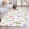 thumbnail image 1 of 3'x5' Rug for Living Room Bedroom, Pink Spring Floral Washable Area Rugs Non-Slip Carpet Mats, Flowers Elegant Pastoral Leaves Indoor Low Pile Area Rug Runner for Kitchen, Mudroom, 1 of 8