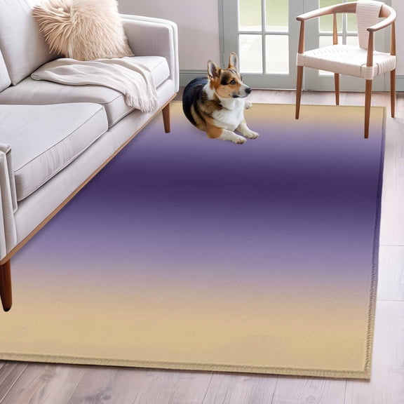 3'x5' Rug for Living Room Bedroom, Purple Yellow Ombre Washable Area Rugs Non-Slip Carpet Mats, Farmhouse Modern Gradient Art Indoor Low Pile Area Rug Runner for Kitchen, Mudroom
