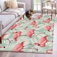 thumbnail image 1 of 3'x5' Rug for Living Room Bedroom, Red Flamingo Washable Area Rugs Non-Slip Carpet Mats, Summer Tropical Plants Leaves Botanical Green Indoor Low Pile Area Rug Runner for Kitchen, Mudroom, 1 of 8