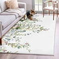thumbnail image 1 of 3'x5' Rug for Living Room Bedroom, Sage Green Eucalyptus Washable Area Rugs Non-Slip Carpet Mats, Pink Floral Buds Summer Pastoral Indoor Low Pile Area Rug Runner for Kitchen, Mudroom, 1 of 8