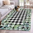 thumbnail image 1 of 3'x5' Rug for Living Room Bedroom, Sage Green Eucalyptus Washable Area Rugs Non-Slip Carpet Mats, Spring Leaves Black White Plaid Indoor Low Pile Area Rug Runner for Kitchen, Mudroom, 1 of 8