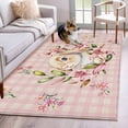thumbnail image 1 of 3'x5' Rug for Living Room Bedroom, Spring Easter Bunny Washable Area Rugs Non-Slip Carpet Mats, Pink Buffalo Plaid Farmhouse Tulips Indoor Low Pile Area Rug Runner for Kitchen, Mudroom, 1 of 8